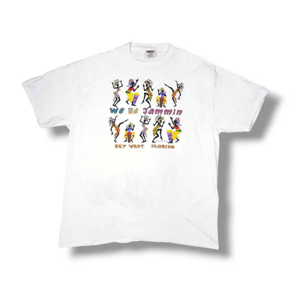 Key West Florida We Be Jammin White Single Stich Vintage 90's T-Shirt Size 2XL